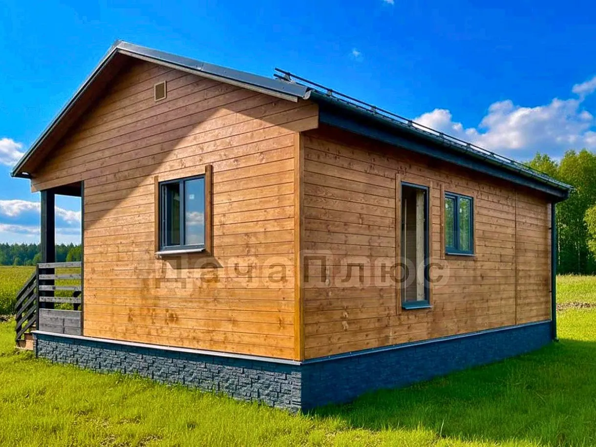 Дом 6×8 с угловой террасой 6×8, фотография дома Дача Плюс